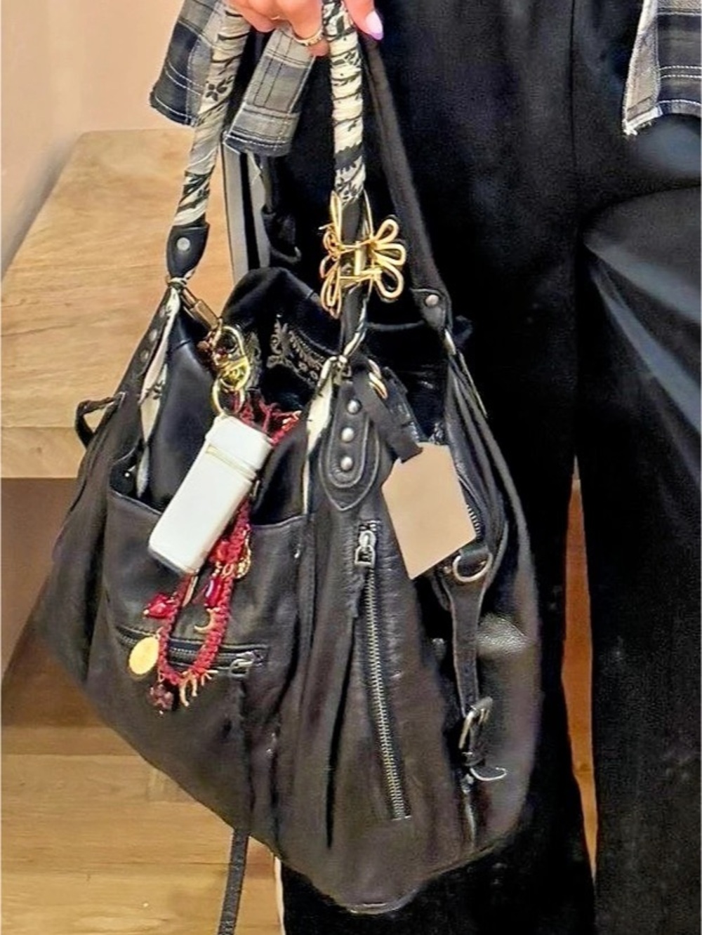 We The Free Emerson Tote Black Leather-Style Hobo Bag large! - Picture 2 of 2